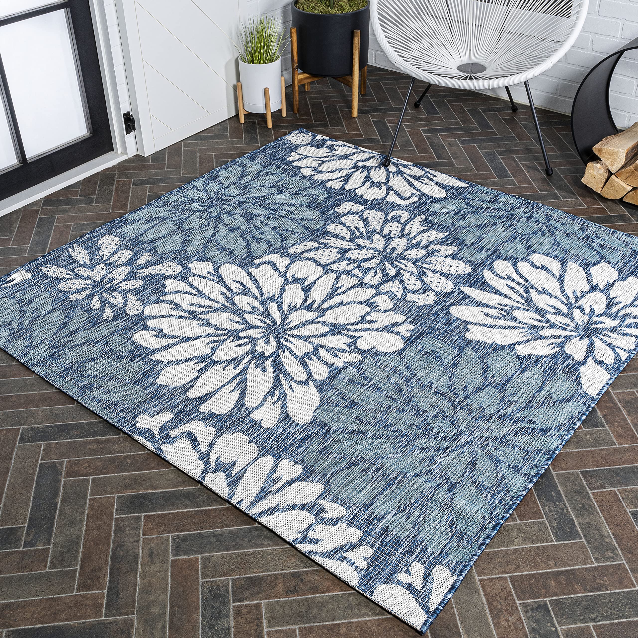 JONATHAN Y SMB110C-4SQ Zinnia Modern Floral Textured Weave Indoor/Outdoor Area Rug, Bohemian, Coastal, Transitional for Bedroom,