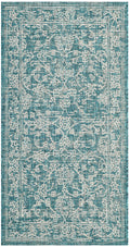 SAFAVIEH Courtyard Collection Accent Rug - 23 x 5, Turquoise, Non-Shedding & Easy Care, Indoor/Outdoor & Washable-Ideal for Pa