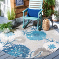 SAFAVIEH Cabana Collection Area Rug - 3 Round, Grey & Blue, Floral Design, Non-Shedding & Easy Care, Indoor/Outdoor & Washable-