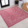 JONATHAN Y SMB100G-5SQ Tela Bohemian Textured Weave Floral Indoor Outdoor Area Rug, Coastal Traditional Transitional Easy Cleani