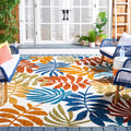 SAFAVIEH Cabana Collection Area Rug - 8 x 10, Creme & Red, Botanical Design, Non-Shedding & Easy Care, Indoor/Outdoor & Washab