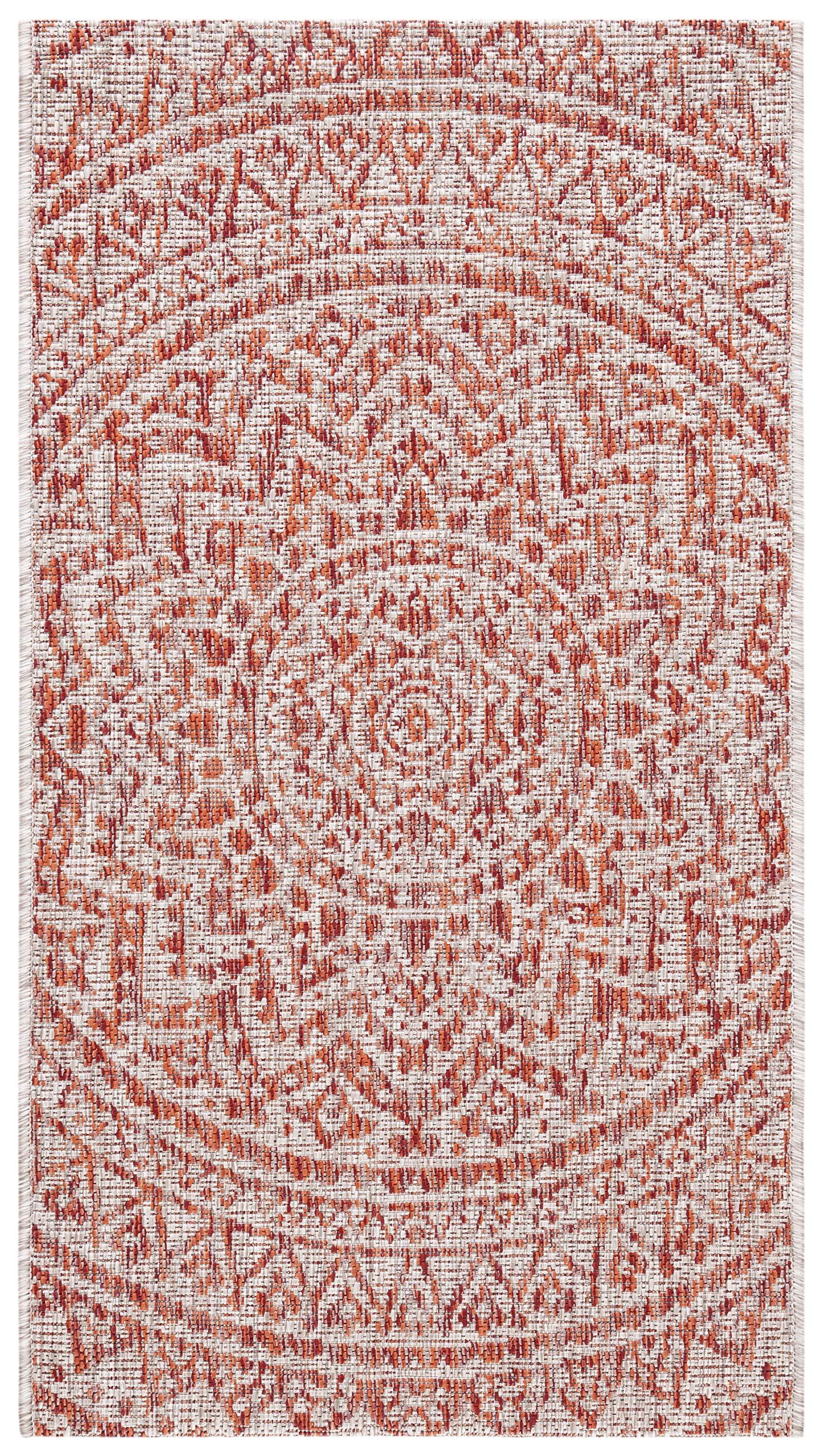 SAFAVIEH Courtyard Collection Accent Rug - 23 x 5, Light Beige & Terracotta, Non-Shedding & Easy Care, Indoor/Outdoor & Washab