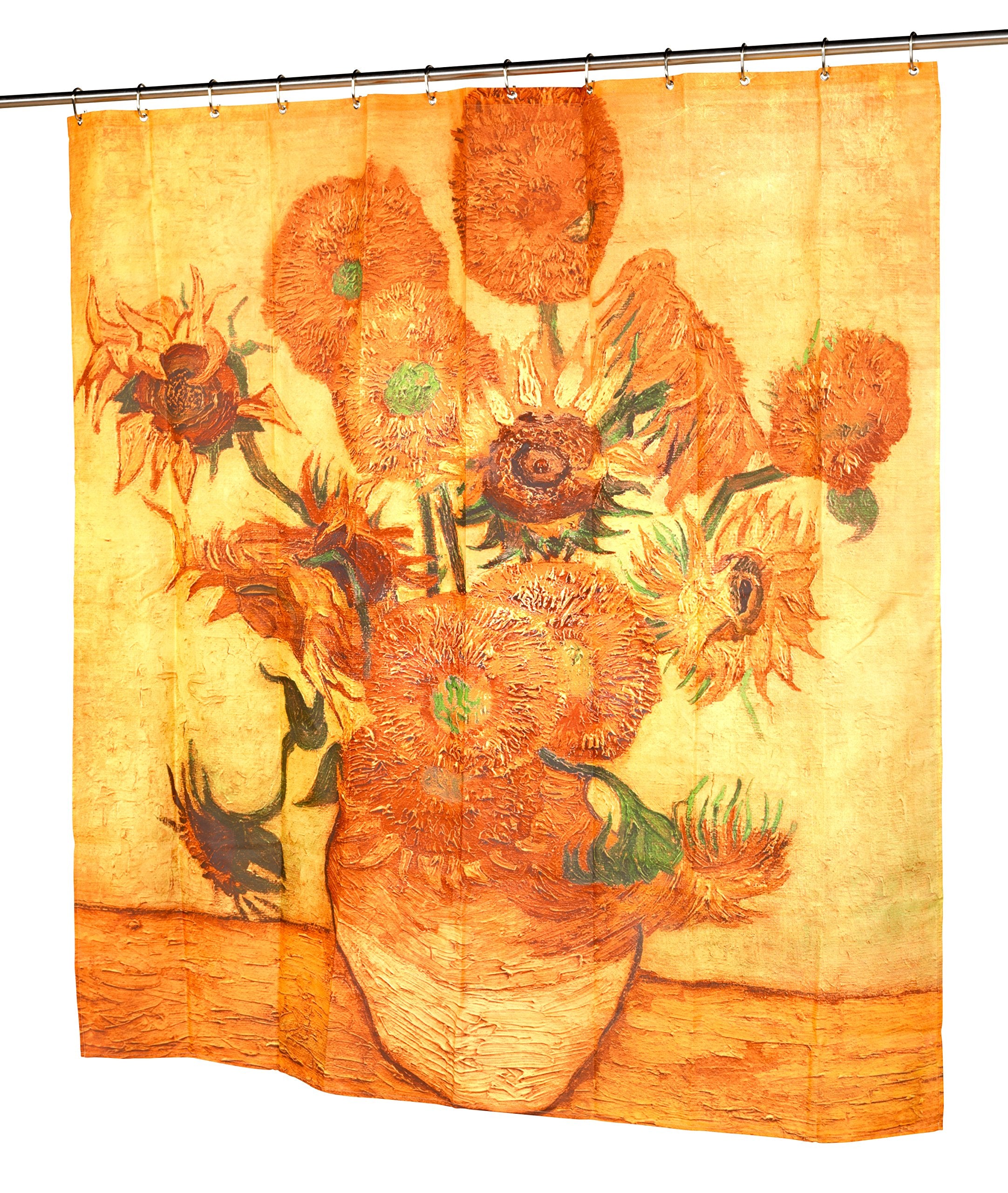 Carnation Home Fashions Sunflowers Fabric Shower Curtain, 72Lx70W