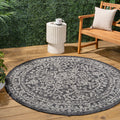 JONATHAN Y SMB104C-3R Malta Bohemian Medallion Textured Weave Black/Gray 3 Round Indoor/Outdoor Area Rug, Pet Friendly, Non-She