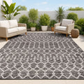 JONATHAN Y Moroccan Geometric Indoor Outdoor Area Rug 3X5 Black/Gray, Ourika Textured Weave for Backyard, Patio, Porch, Easy-Cle