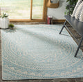 SAFAVIEH Courtyard Collection Area Rug - 67 Square, Light Grey & Aqua, Non-Shedding & Easy Care, Indoor/Outdoor & Washable-Idea