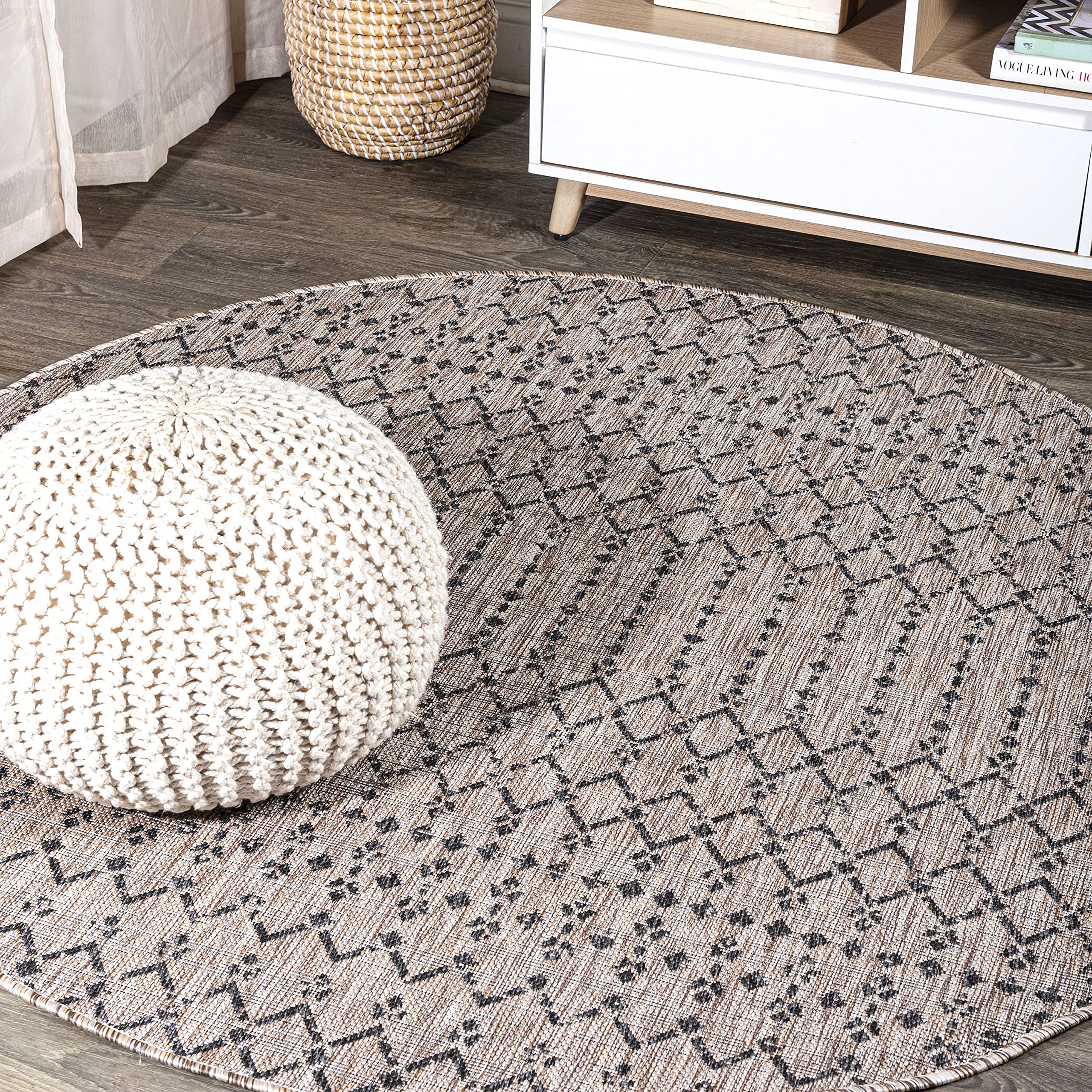 JONATHAN Y SMB108D-6R Ourika Moroccan Geometric Textured Weave Indoor/Outdoor Area Rug, Bohemian, Scandinavian for Bedroom, Kitc