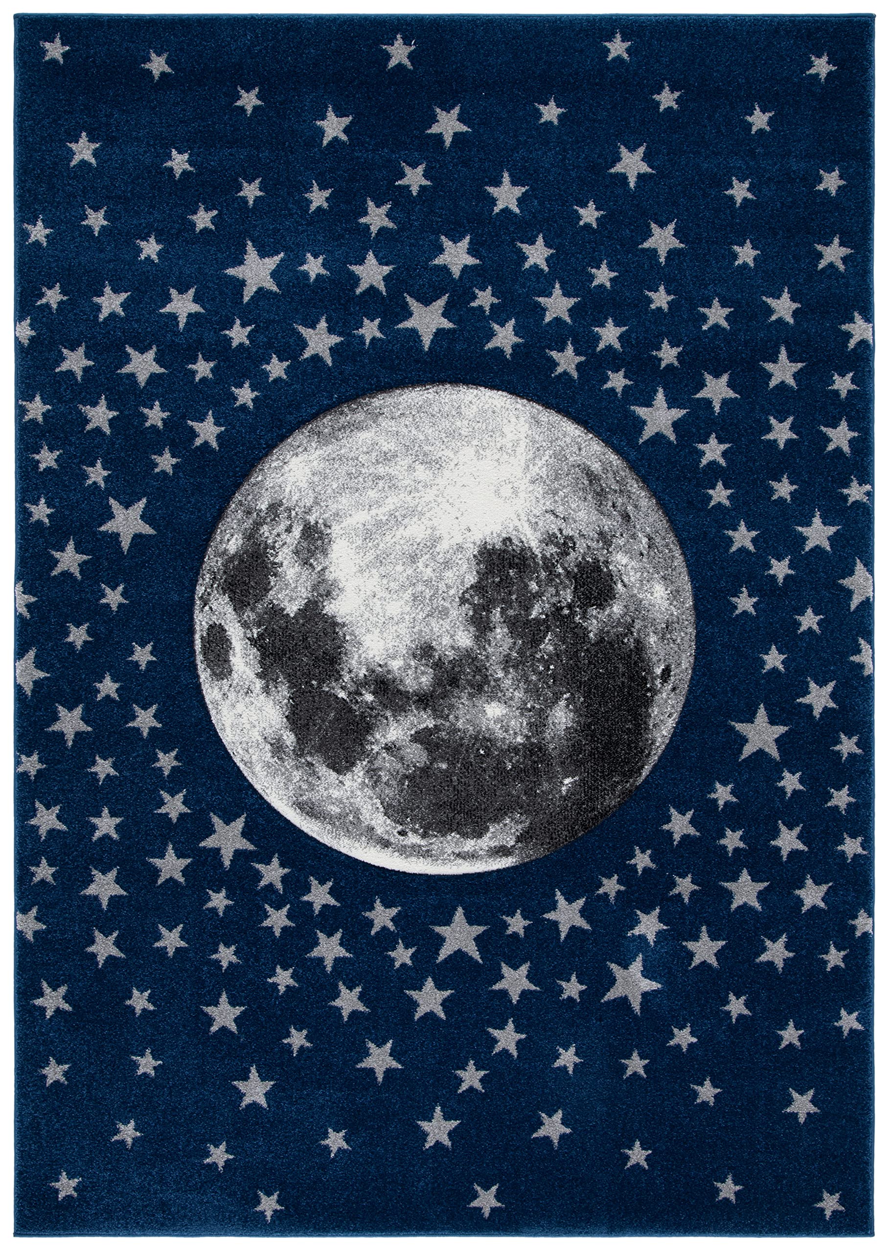 SAFAVIEH Carousel Kids Collection Accent Rug - 23 x 4, Navy & Grey, Non-Shedding & Easy Care, Ideal for High Traffic Areas for