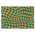 TOWN & COUNTRY TERRA Emmett Groovy Checkerboard Door Mat, Natural Coir, Heavyweight, Non-Slip Entryway Mat, Green, 18x30