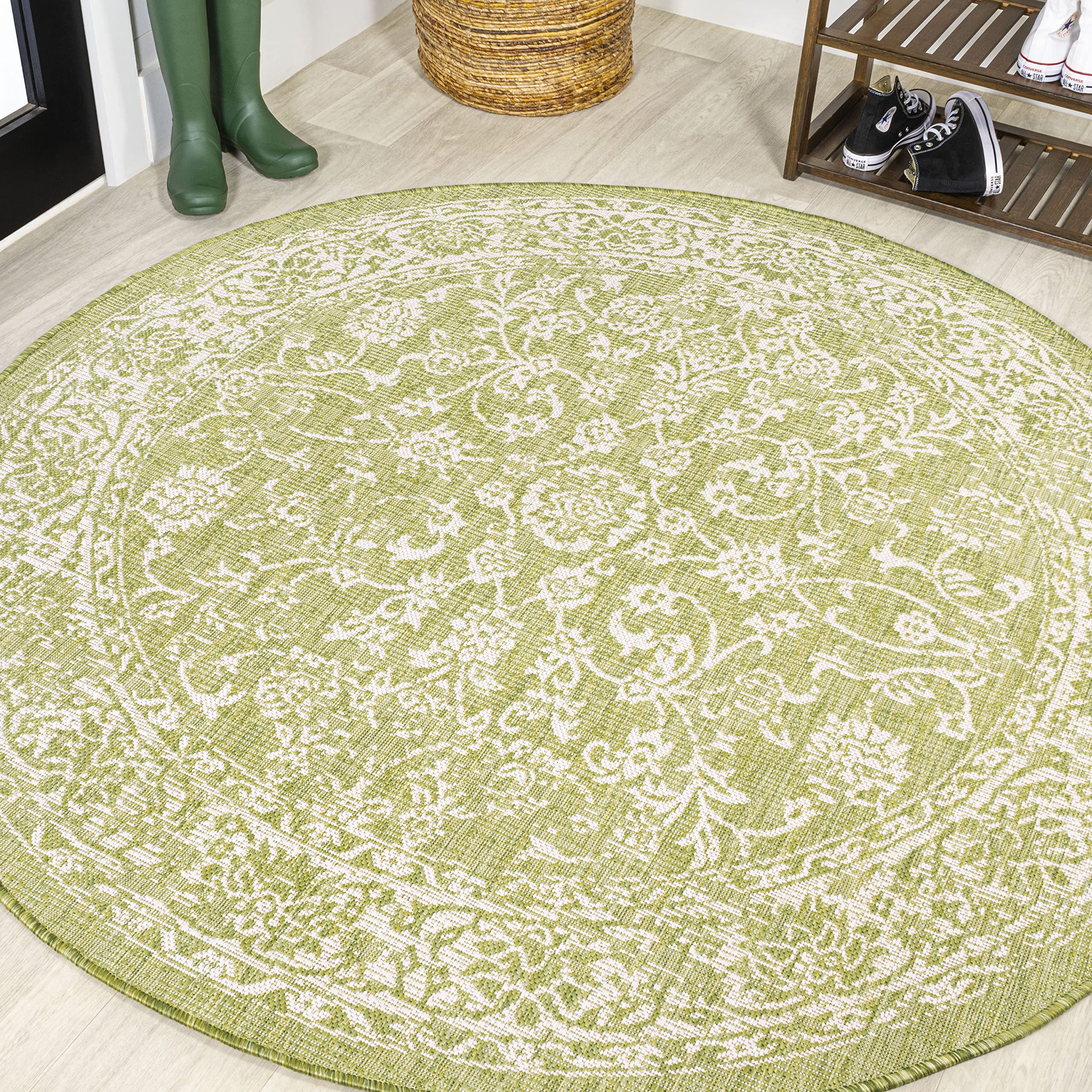 JONATHAN Y SMB100D-5R Tela Bohemian Textured Weave Floral Indoor Outdoor Area-Rug, Coastal, Traditional, Transitional Easy-Clean