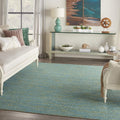 Nourison Essentials Indoor/Outdoor Blue Green 8 x 10 Area Rug, Easy Cleaning, Non Shedding, Bed Room, Living Room, Dining Room