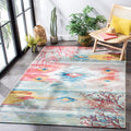 SAFAVIEH Barbados Collection Accent Rug - 4 x 6, Light Blue & Pink, Tropical Abstract Design, Non-Shedding & Easy Care, Indoor