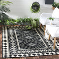 SAFAVIEH Veranda Collection Area Rug - 8 x 11, Black & Creme, Boho Design, Non-Shedding & Easy Care, Indoor/Outdoor & Washable