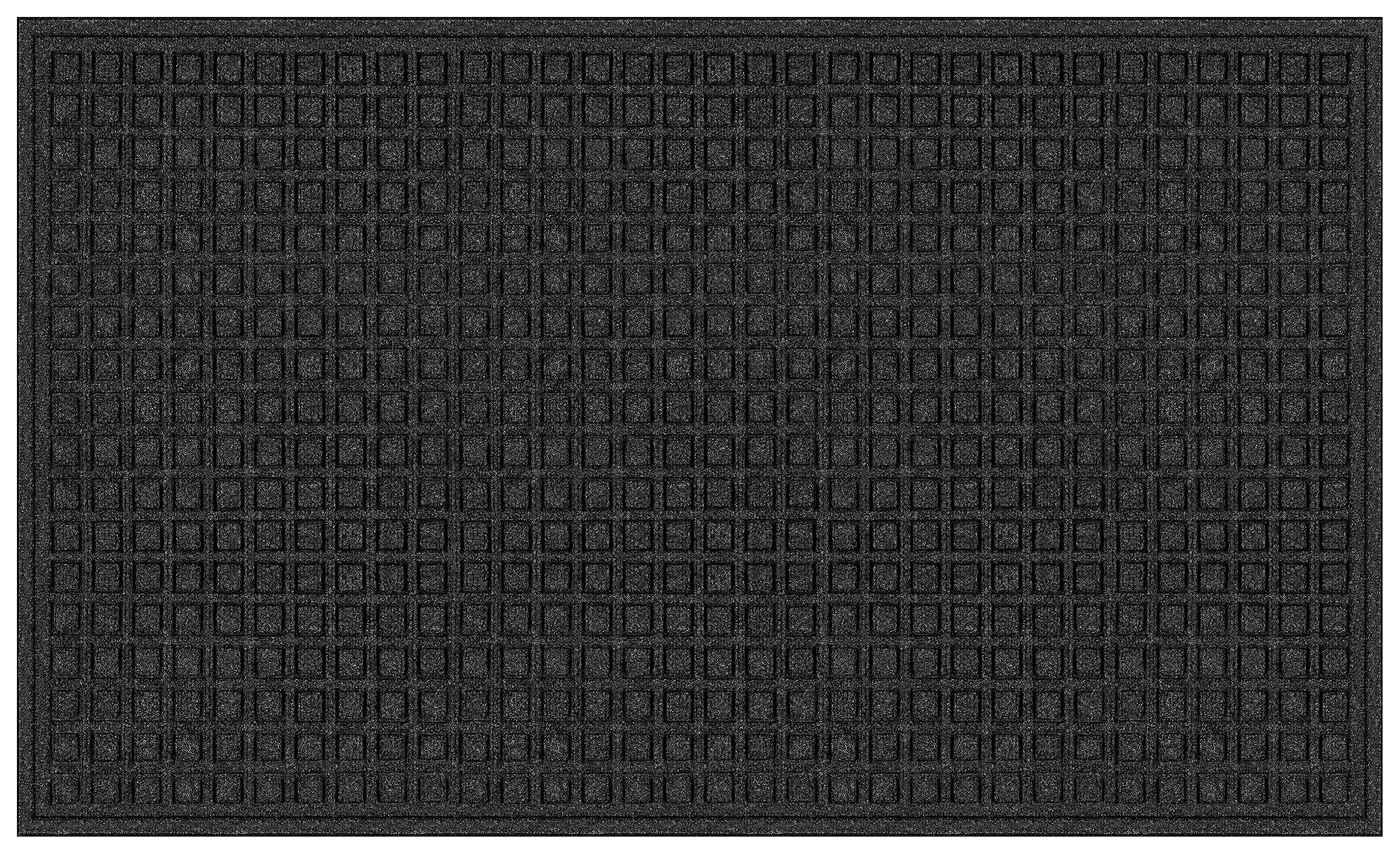 Apache Mills Textures Blocks 3 x 5 Non Slip Weather and Stain Resistant Entrance Door Mat, Onyx