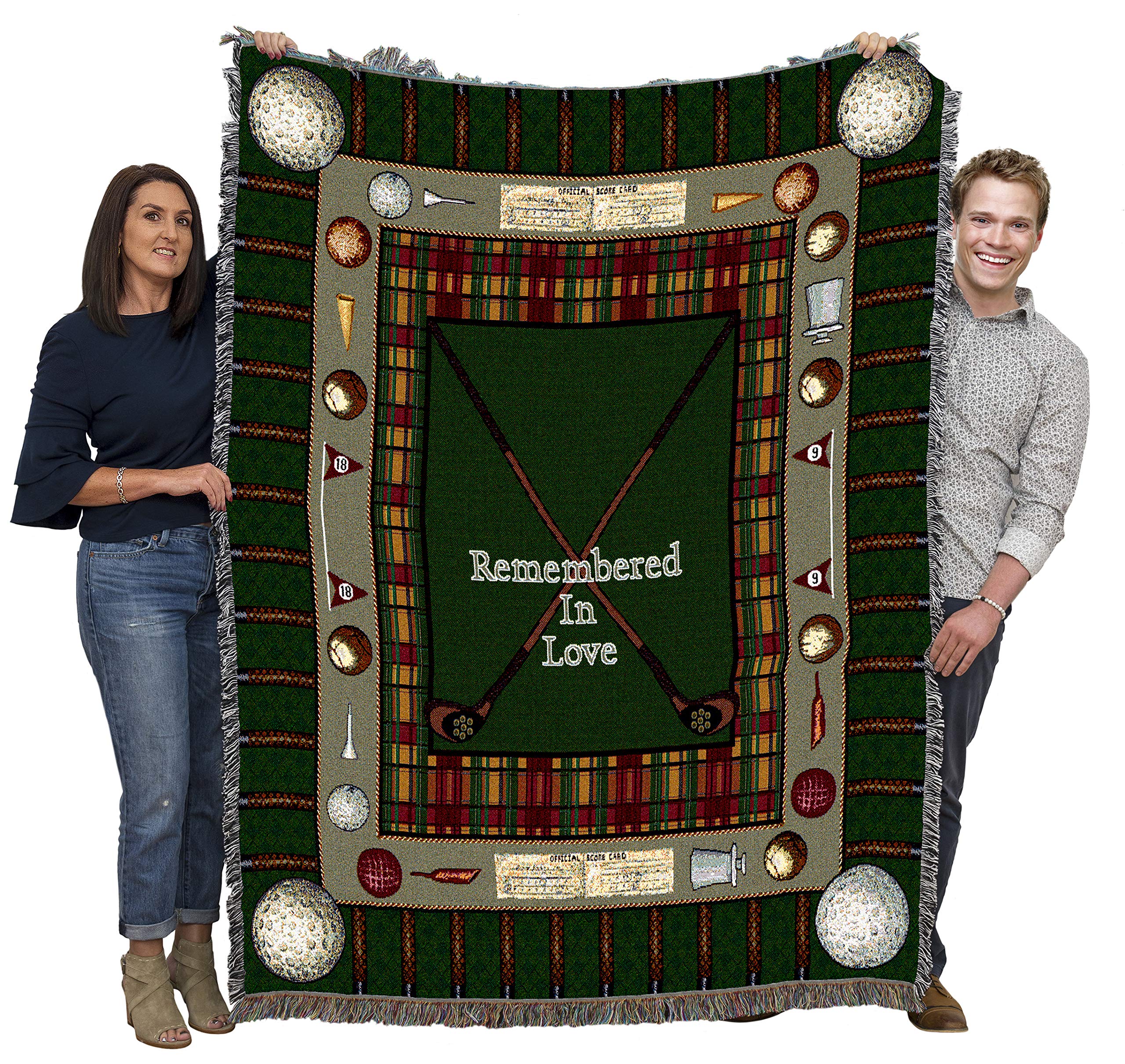Pure Country Weavers Memorial Golf Blanket - Remembered in Love Blanket - Sympathy Bereavement Gift Tapestry Throw Woven from Co