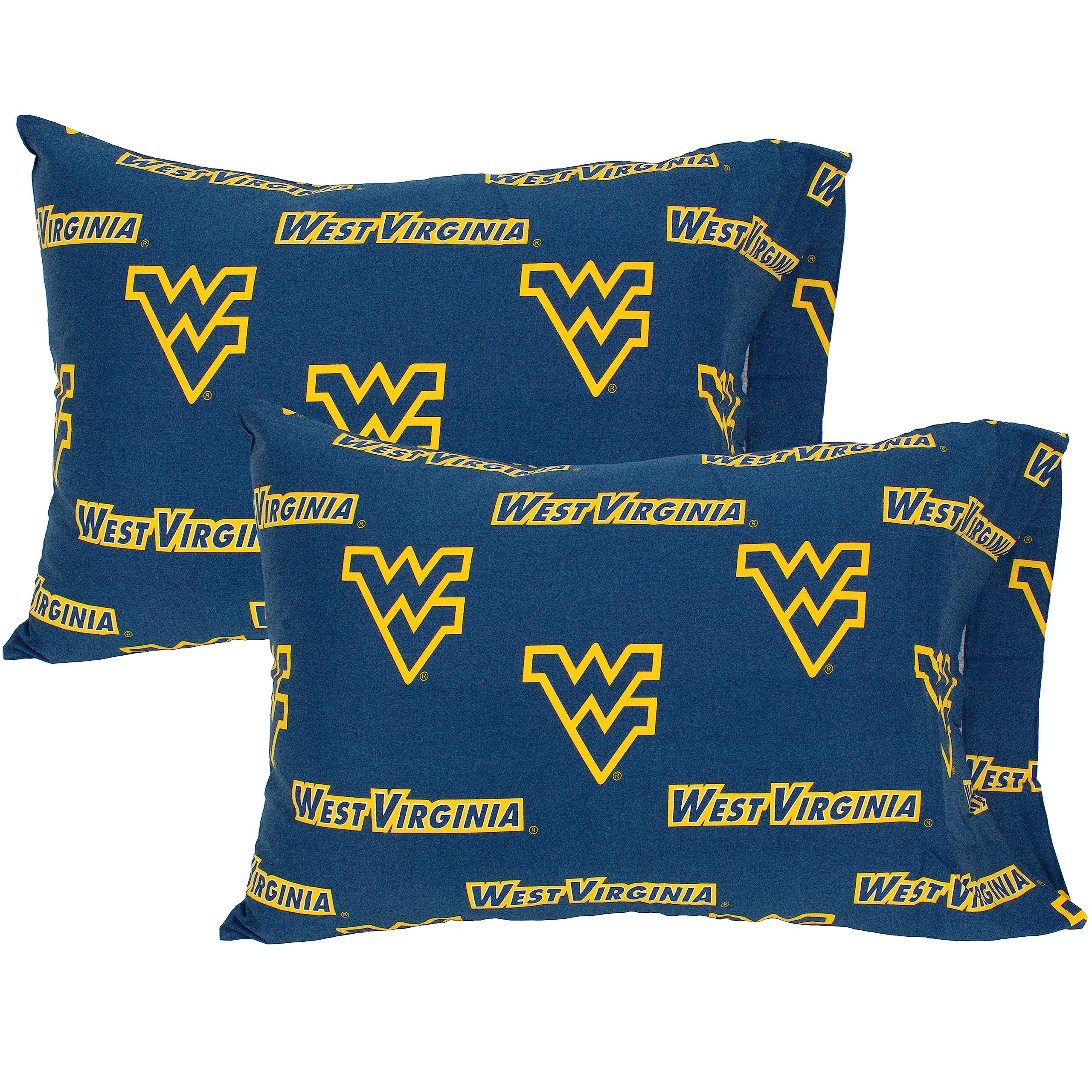 College Covers Everything Comfy West Virginia Mountaineers Pillowcase Pair, Standard, 20 x 30, Includes 2 Pillowcases