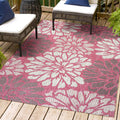 JONATHAN Y SMB110F-4 Zinnia Modern Floral Textured Weave Indoor Outdoor Area-Rug, Bohemian Coastal Mediterranean Easy-Cleaning,B