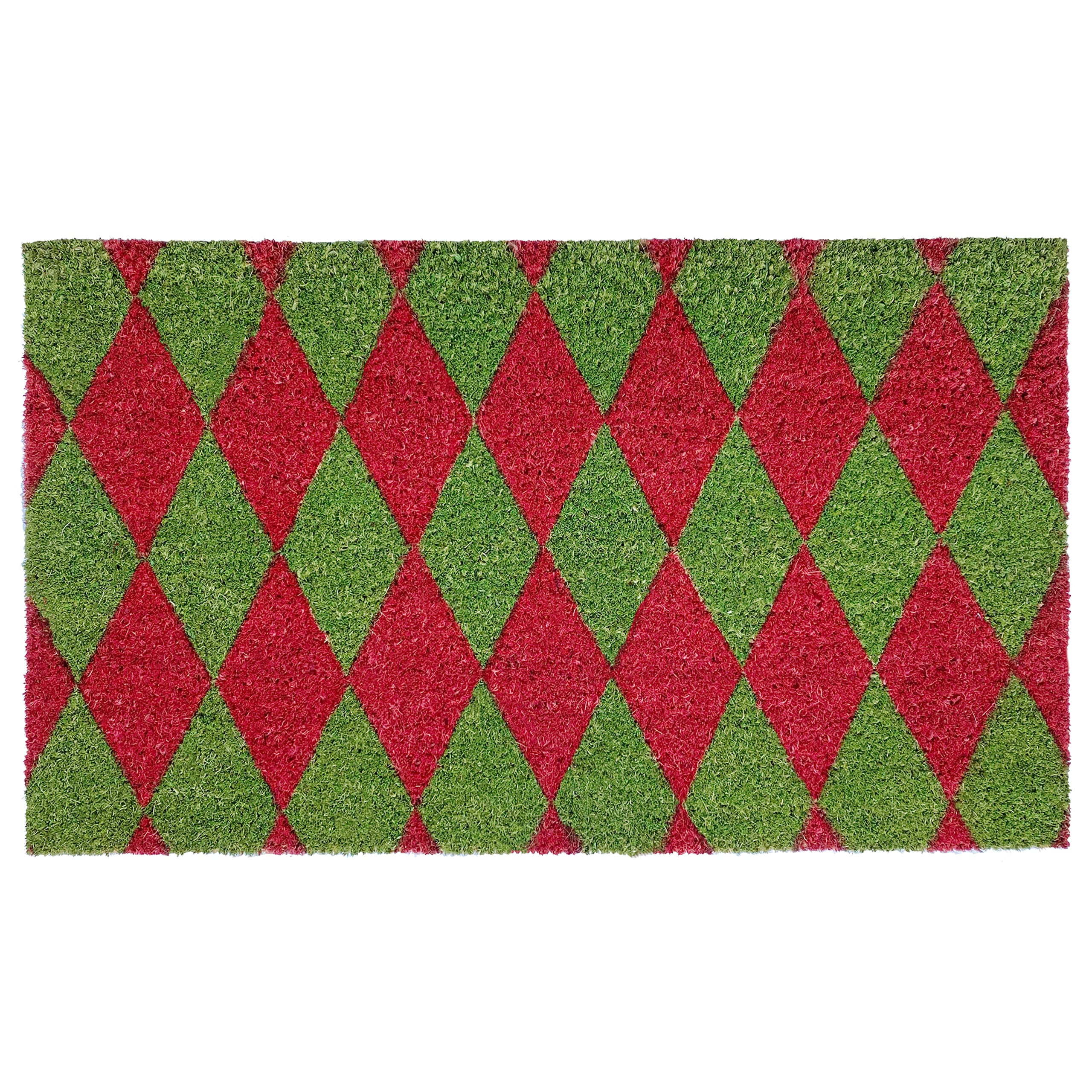 Home and More Calloway Mills Christmas Argyle 17x29 Coir with Vinyl Backing Doormat