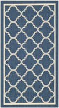 SAFAVIEH Courtyard Collection 2 x 37 Navy/Beige CY6918 Trellis Indoor/ Outdoor Waterproof Easy Cleaning Patio Backyard Mudroom
