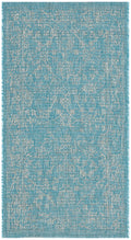 SAFAVIEH Courtyard Collection Accent Rug - 23 x 5, Aqua & Grey, Non-Shedding & Easy Care, Indoor/Outdoor & Washable-Ideal for 