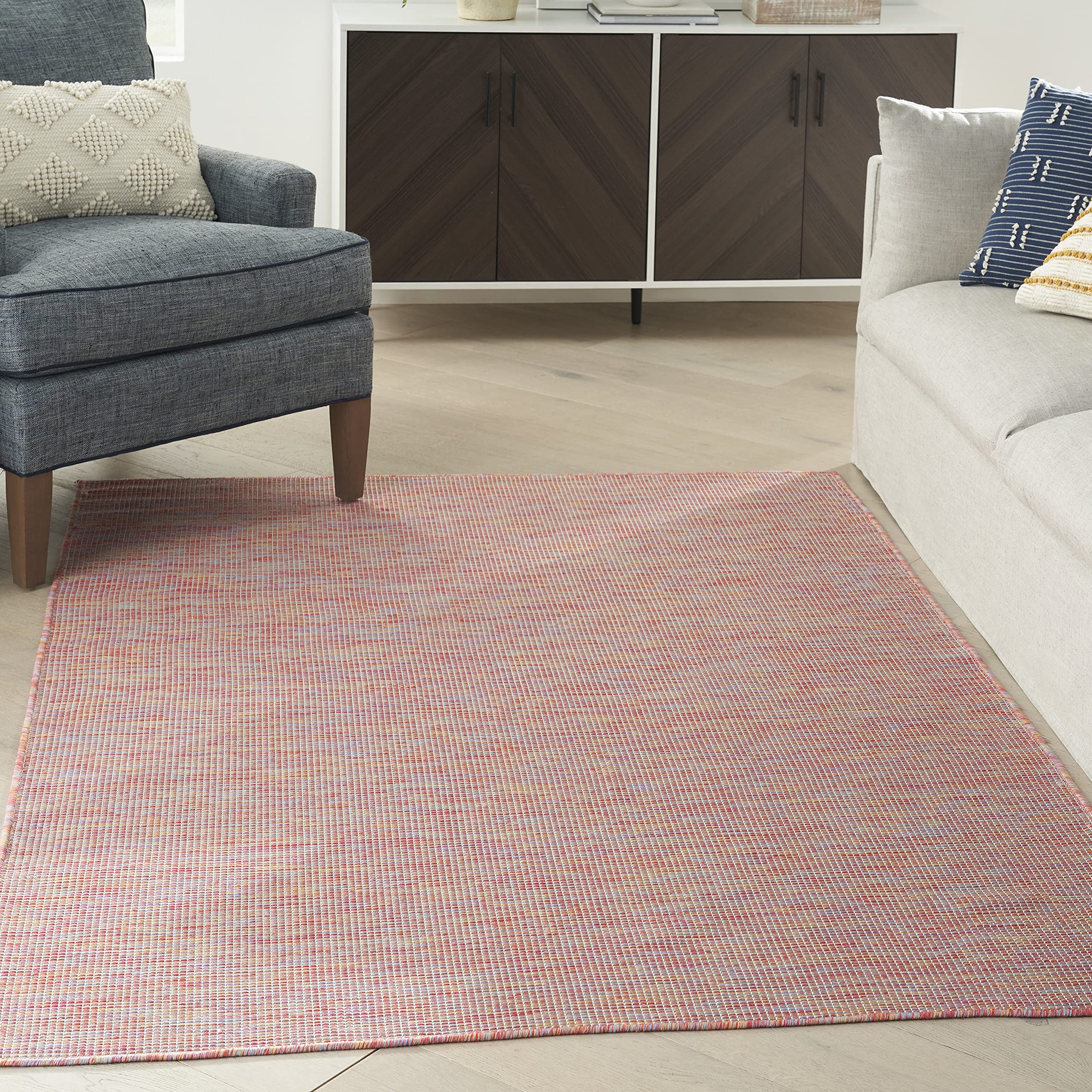 Nourison Home Positano Indoor/Outdoor Rainbow 6 x Round Area Rug, Easy Cleaning, Non Shedding, Bed Room, Living Room, Dining Ro