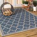 JONATHAN Y SMB109D-6 Trebol Moroccan Trellis Textured Weave Navy/Gray 6 ft. x 9 ft. Indoor/Outdoor Area Rug, Pet Friendly, Non-S