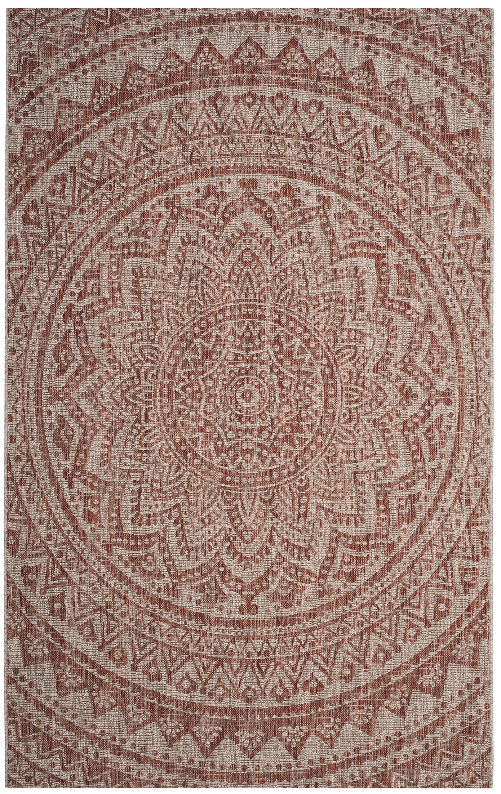 SAFAVIEH Courtyard Collection 67 x 96 Light Beige/Terracotta CY8734 Indoor/ Outdoor Waterproof Easy Cleaning Patio Backyard Mu