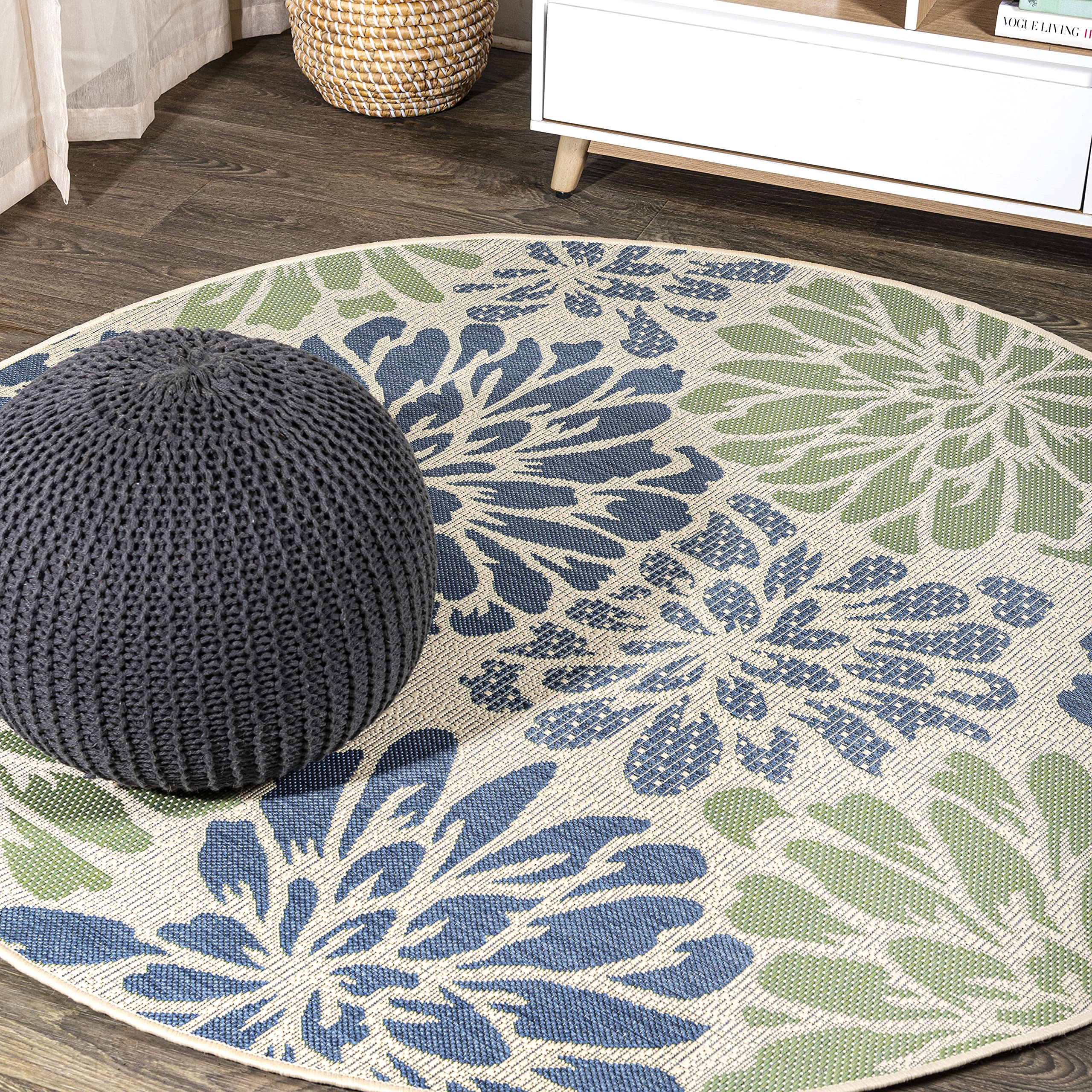 JONATHAN Y SMB110B-8R Zinnia Modern Floral Textured Weave Indoor/Outdoor Area Rug, Bohemian, Coastal, Transitional for Bedroom, 