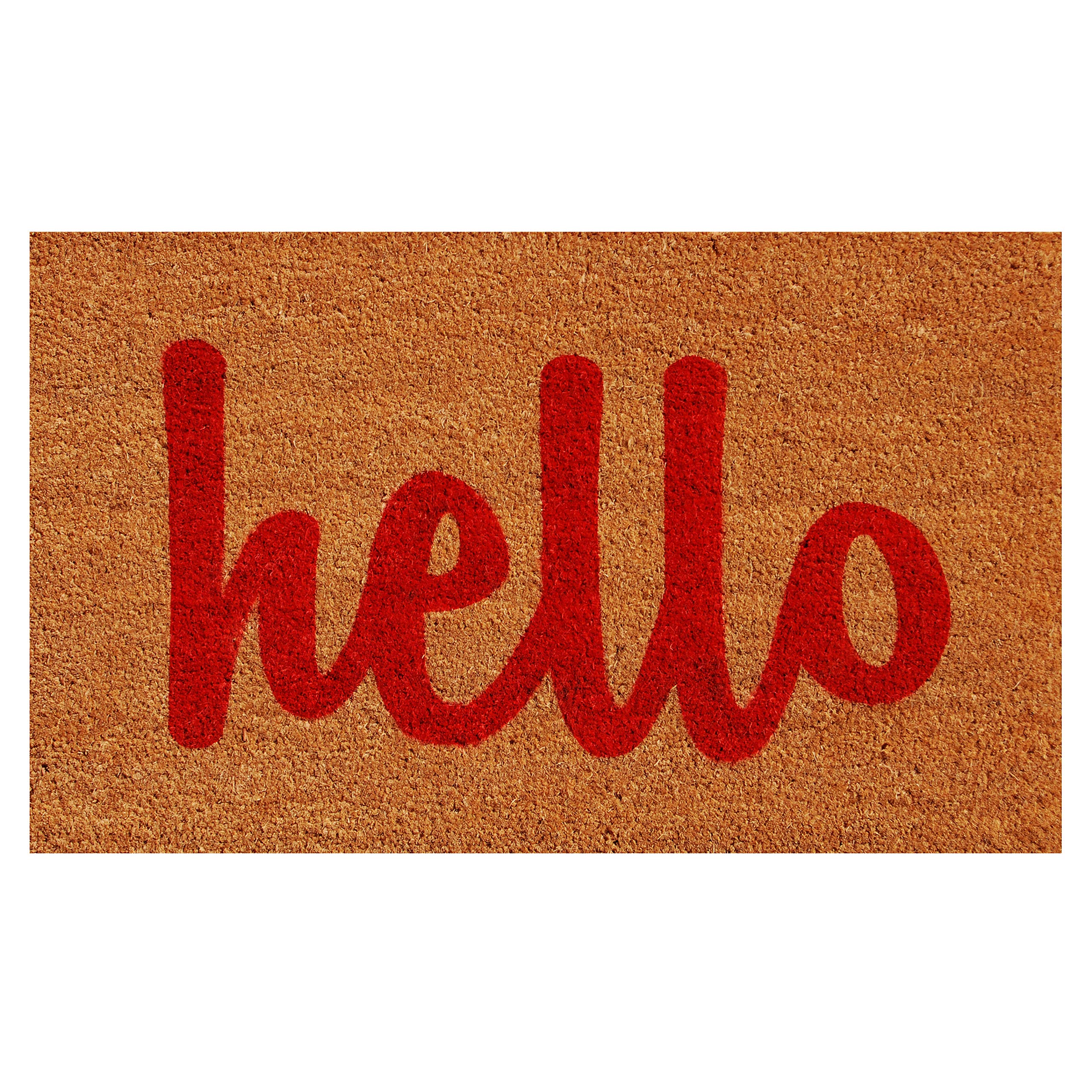 Calloway Mills 100422436NRS Script Hello Doormat, 24 x 36,Natural/Red