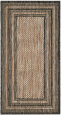 SAFAVIEH Courtyard Collection Accent Rug - 23 x 4, Natural & Black, Non-Shedding & Easy Care, Indoor/Outdoor & Washable-Ideal 