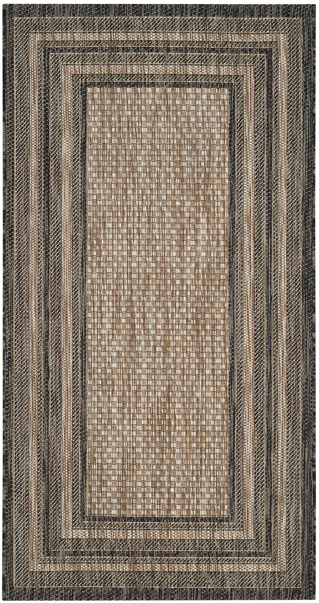 SAFAVIEH Courtyard Collection Accent Rug - 23 x 4, Natural & Black, Non-Shedding & Easy Care, Indoor/Outdoor & Washable-Ideal 