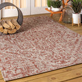 JONATHAN Y SMB105A-6 Estrella Bohemian Medallion Textured Weave Red/Taupe 6 ft. x 9 ft. Indoor/Outdoor Area Rug, Pet Friendly, N