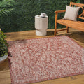 JONATHAN Y SMB100A-3SQ Tela Bohemian Textured Weave Floral Red/Taupe 3 Square Indoor/Outdoor Area Rug, Pet Friendly, Non-Sheddi
