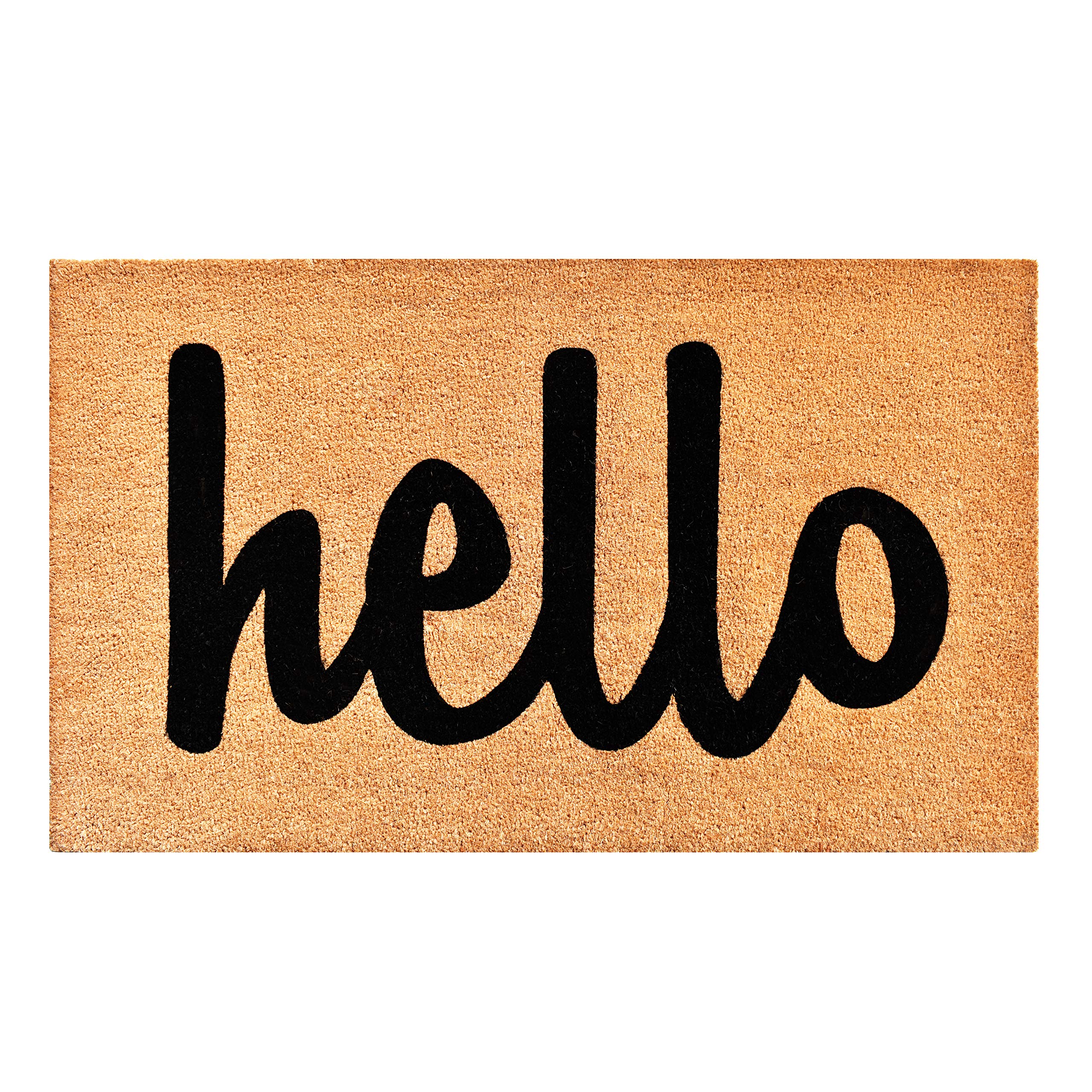 Calloway Mills 100341729NBS Script Hello Doormat Natural/Black, 17 x 29