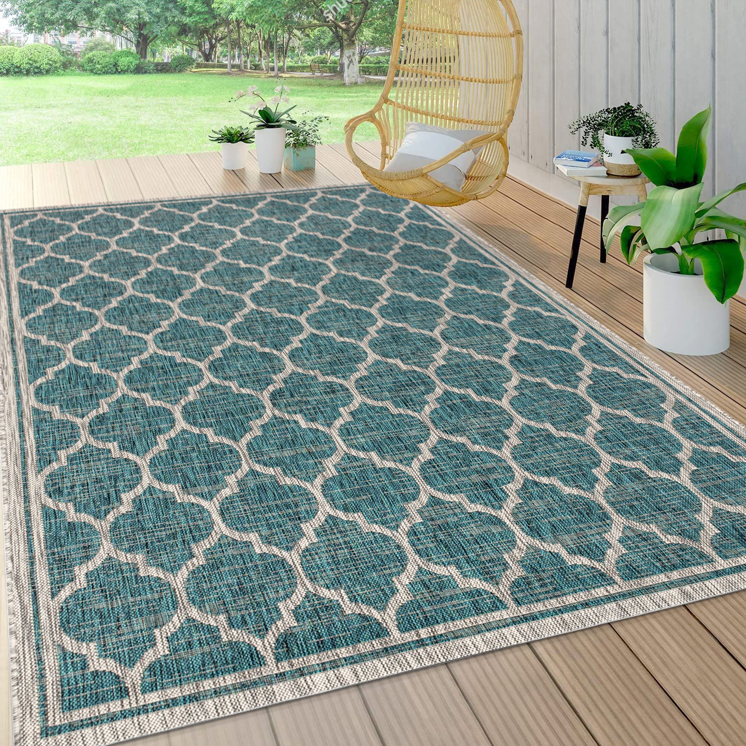 JONATHAN Y SMB109E-9 Trebol Moroccan Trellis Textured Weave Indoor Outdoor Area Rug Bohemian Modern Easy Cleaning Bedroom Kitche