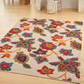 Nourison Aloha Indoor-Outdoor Modern Multicolor 53 x 75 Area Rug, Easy Cleaning, Non Shedding, Bed Room, Living Room, Dining R