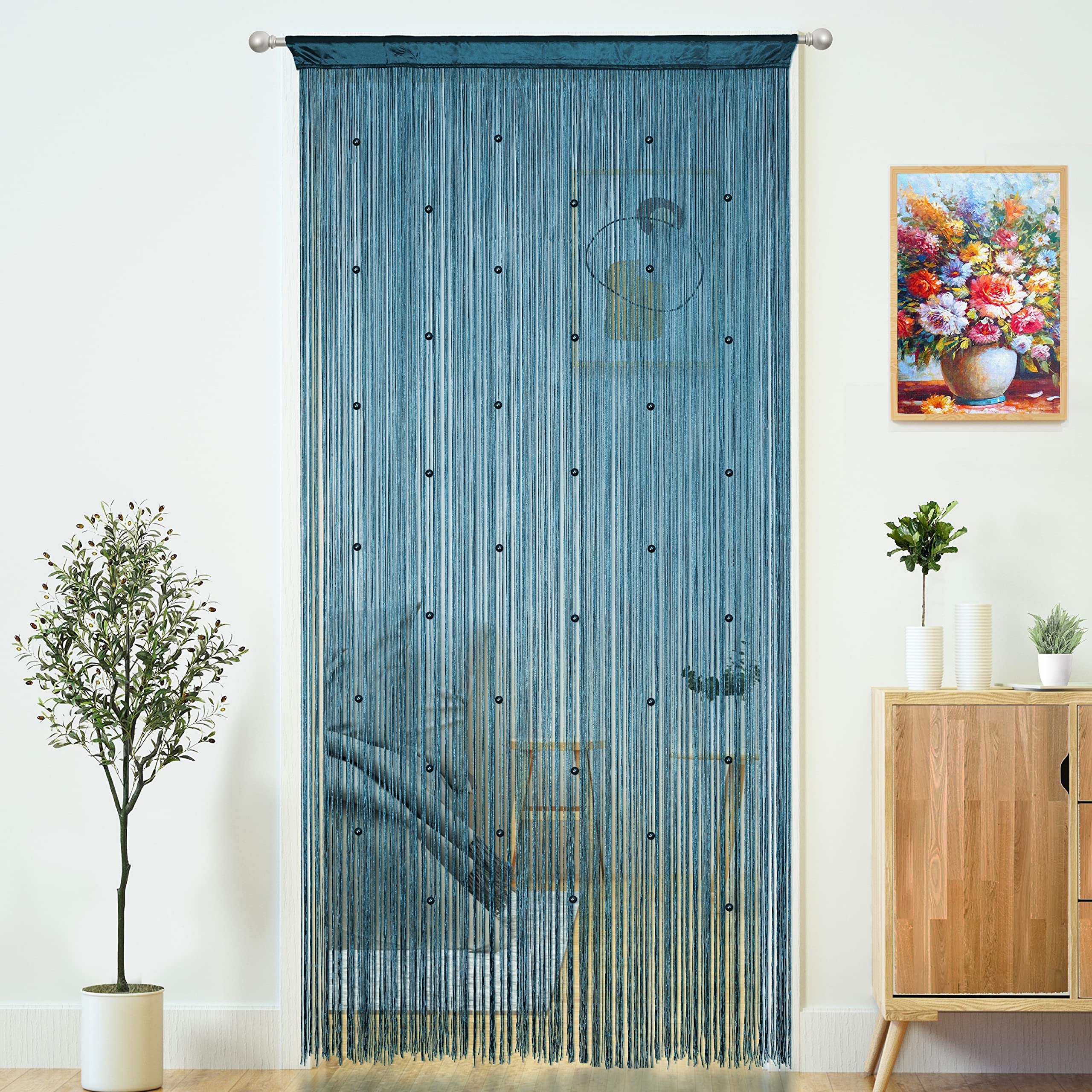 YaoYue Beaded Curtain Door String Curtains for Doorways Tassels Beads Hanging Fringe Hippie Room Divider Window Hallway Wall Clo