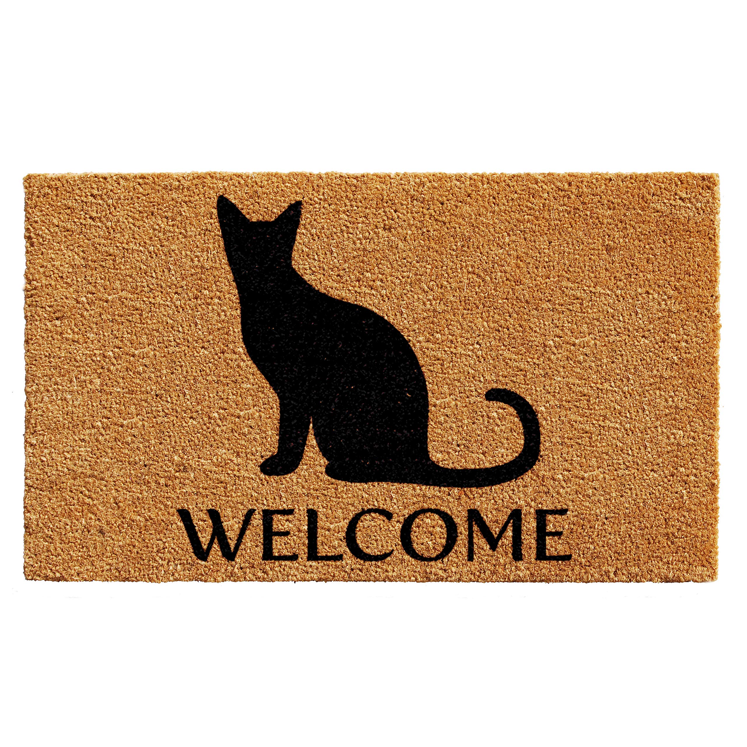 Calloway Mills AZ103071729 Black Cat Welcome Doormat, 17 x 29, Natural/Black