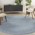 Nourison Essentials Indoor/Outdoor Blue/Grey 8 x Round Area Rug, Easy Cleaning, Non Shedding, Bed Room, Living Room, Dining Roo