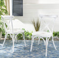Safavieh PAT4029A-SET2 Outdoor Collection Elia Distressed White Stackable (Set of 2) Patio Chair