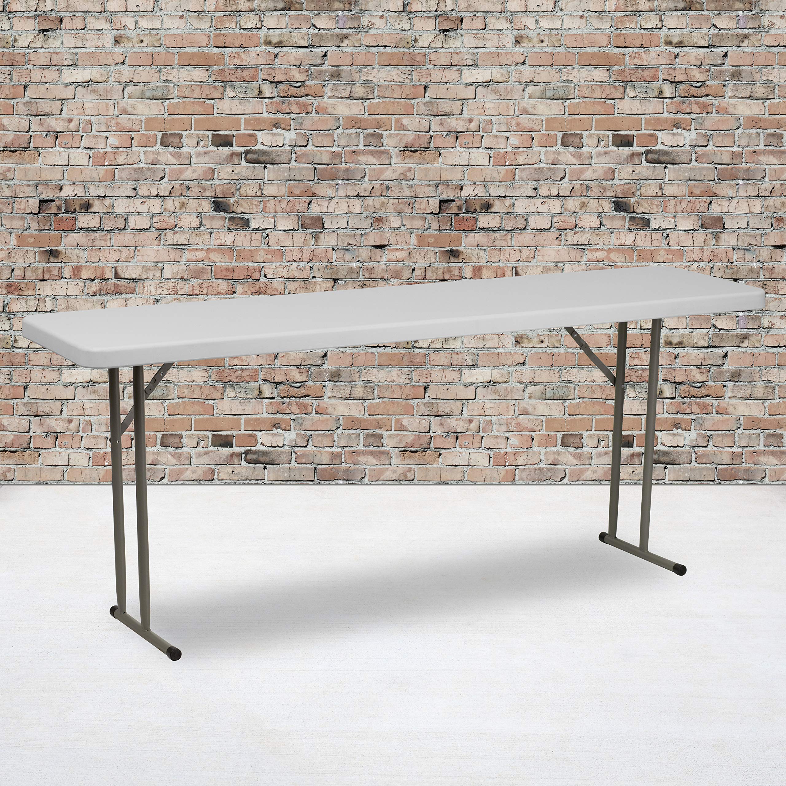 EMMA + OLIVER 6-Foot Rectangular White Plastic Folding Table with Locking Legs for Training or Seminars