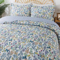 HoneiLife Quilt Sets Queen Size - Floral Quilt 3-Piece,Botanical Bedspreads Wildflower Coverlets for Queen Bed,Microfiber Bed Co