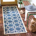 SAFAVIEH Courtyard Collection Runner Rug - 23 x 10, Navy & Beige, Non-Shedding & Easy Care, Indoor/Outdoor & Washable-Ideal fo