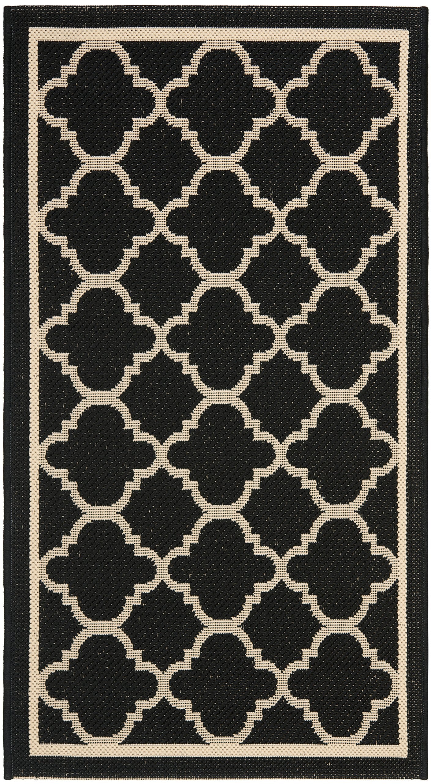 SAFAVIEH Courtyard Collection 2 x 37 Black/Beige CY6918 Trellis Indoor/ Outdoor Waterproof Easy Cleaning Patio Backyard Accent