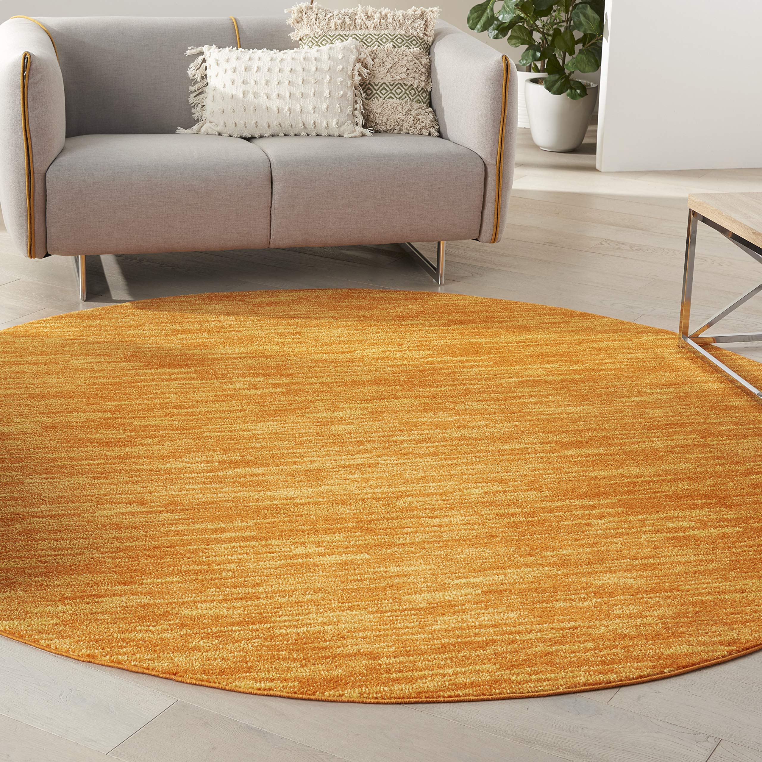 Nourison Essentials Indoor/Outdoor Sunburst 8 x Round Area Rug, Easy Cleaning, Non Shedding, Bed Room, Living Room, Dining Room