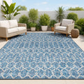 JONATHAN Y Moroccan Geometric Indoor Outdoor Area Rug 5X8 Navy/Light Gray, Ourika Textured Weave for Backyard, Patio, Porch, Eas