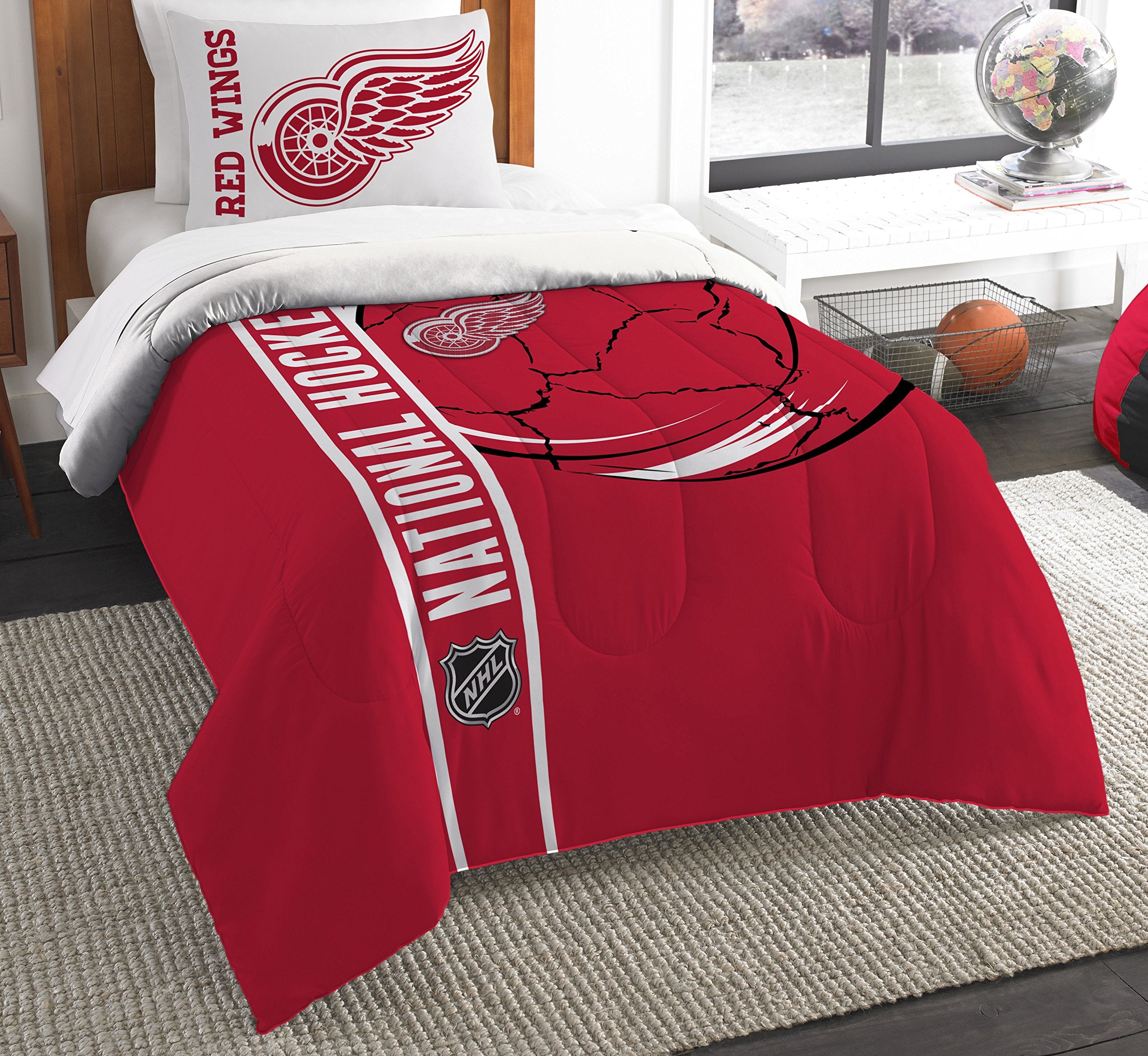 The Northwest Company NHL Detroit Red Wings Comforter and Sham Set, Twin, Draft