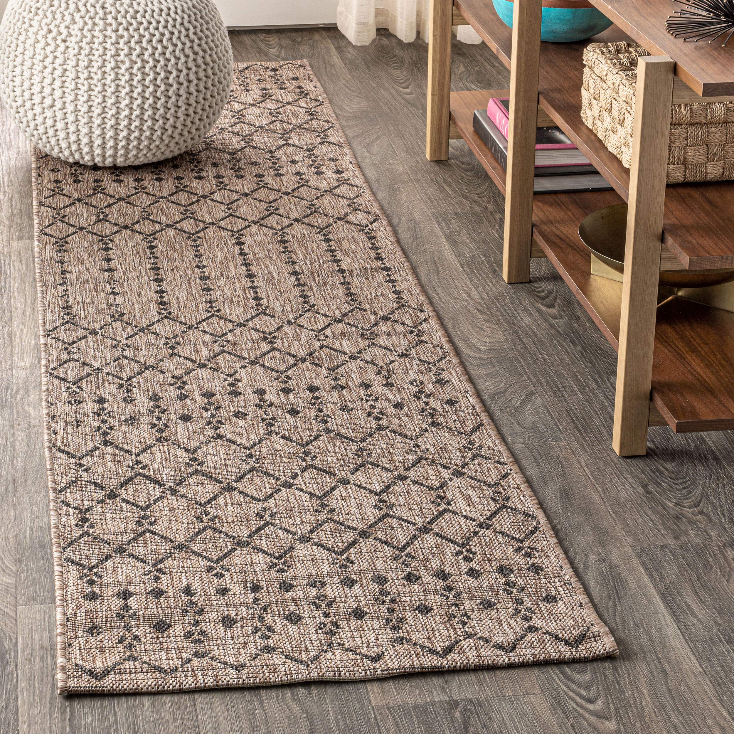 JONATHAN Y SMB108D-220 Ourika Moroccan Geometric Textured Weave Indoor/Outdoor Runner Rug, Bohemian, Scandinavian for Bedroom, K