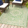 JONATHAN Y SMB101H-9 Sinjuri Medallion Textured Weave Indoor Outdoor Area-Rug, Coastal, Traditional, Transitional Easy-Cleaning,
