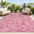 JONATHAN Y Palm Frond Indoor Outdoor Area Rug 3X5 Fuchsia/Light Gray, Nevis for Backyard, Patio, Porch, Easy-Cleaning, High Traf